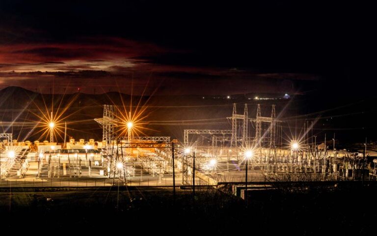 full commercial operations Plant at night with lights
